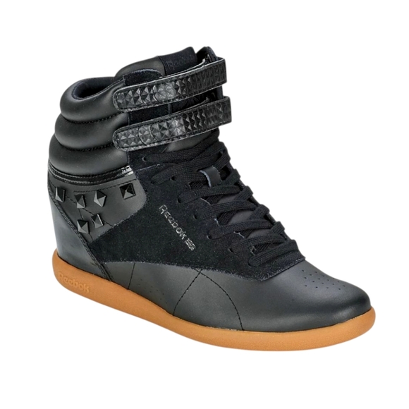 Reebok Women's Freestyle Hi Top Int Wedge Sneaker Black Size